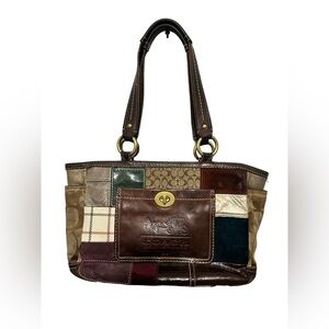 Coach Patchwork Signature Tote in Brown, Tan, Burgundy, Green, Navy
